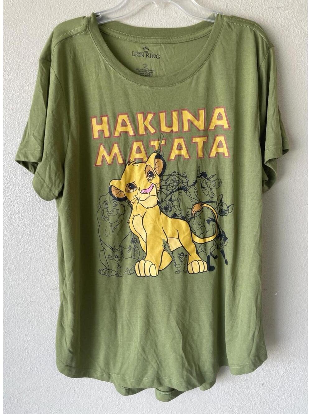 Lion King 2XL Plus Women Green Short sleeve Tee